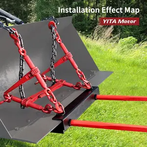 OEDRO 49" Dual Hay Bale Spear Attachment, 3000lbs Universal Bucket Front Skid Steer Loader Tractor Bucket