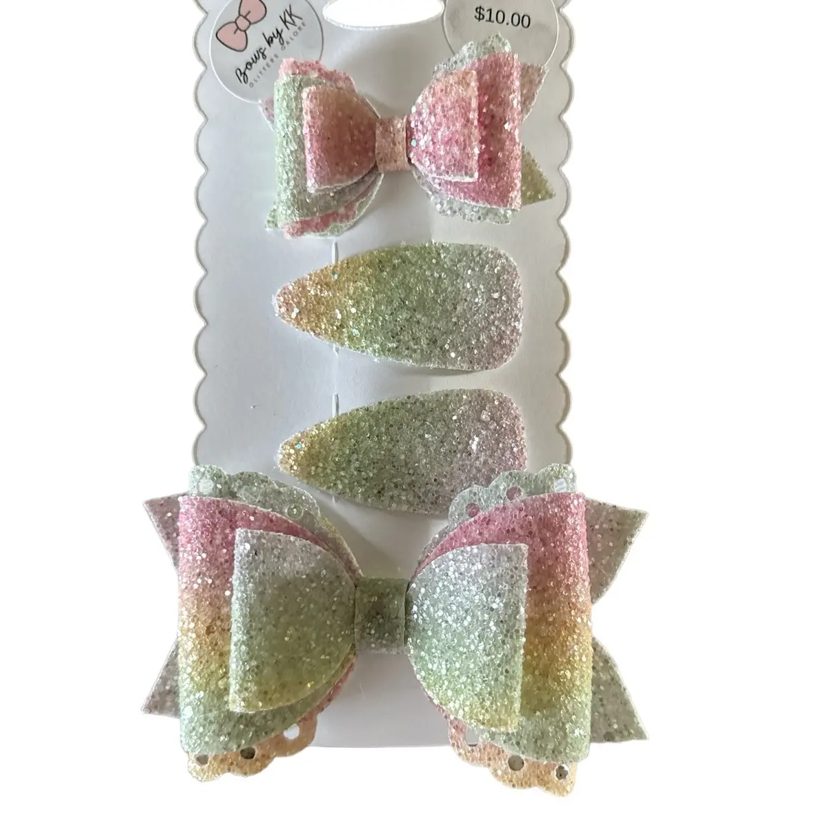 Sparkly Rainbow Bow Set