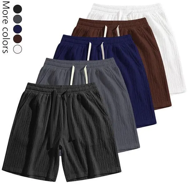 Men's solid color with pocket shorts, regular fit sports rinkles, four seasons durable pants, men's wear-resistant outdoor leisure pants,Lightweight and breathable,Versatile casual pants suitable for daily outings and vacation travel