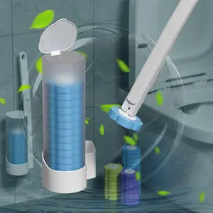 Disposable Toilet Cleaning System Upgrade Disposable Toilet Bowl Cleaner Wand with 18 Cleaner Refills Wall Mounted Toilet Bowl Brush Holder Set Household bathroom Toilet Cleaners Essential Items for Home(Blue)