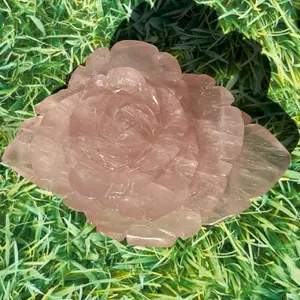 Rose Quartz Peony Flower Carving