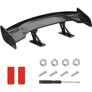 Car Spoiler Wing, Carbon Fiber Auto Exteriores Rear Tail Wings, ABS Automotive Mini Tiny Trunk Spoiler for Most Vehicles, Universal Car Accessories (Black Carbon Fiber, Large)