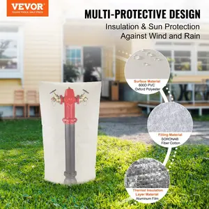 VEVOR Fiber Cotton Well Head Pump Cover, 20''Wx 34''H, Pipe Insulation Cover Sprinkler Cover for Outside Backflow Valve Cover, 600D PVC Oxford Polyester Surface Aluminum Film Thermal Insulation Layer