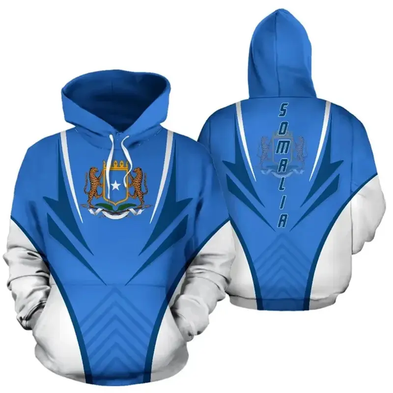 Men's Polyester 3D Print Africa Somalia Flag Map Long-Sleeve Zip-Up Hoodie - National Emblem Graphic Sweatshirt, Casual Tracksuit Top (yhw38572)