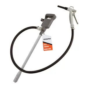 Deway Automatic Fuel Transfer Pump with Nozzle for Quick Flow Control & Stop, 51" Heavy Duty Rubber Hose, Powerful AA Battery Powered w/USB-C Option, Fits All Size Cans, Transfers at 3.8 Gal/Min