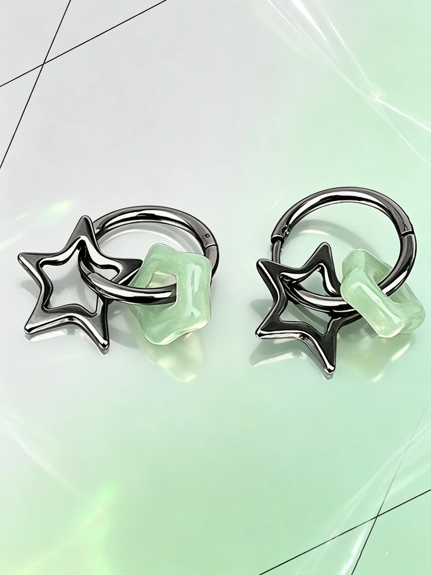 Women's Openwork Star-Shaped Stainless Steel-Copper Base Hoop Earrings Accessories, Tarnish-Resistant, Suitable for Everyday-Casual Wear (Sports & Outdoor Apparel Complement)