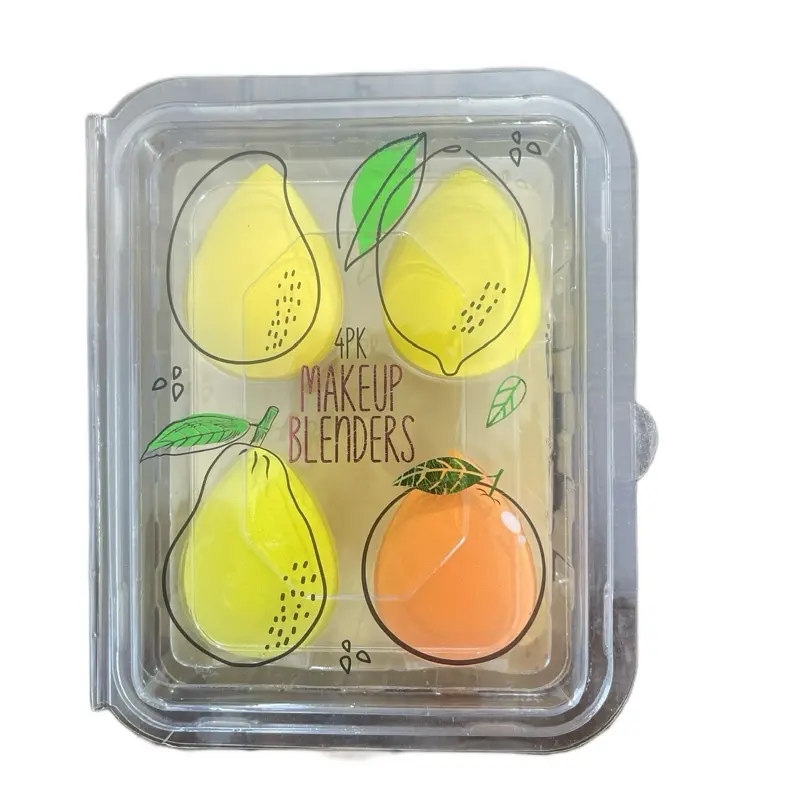 Fruity Makeup Blenders 4PK with Lemon Pear and Orange Shapes for Smooth Application