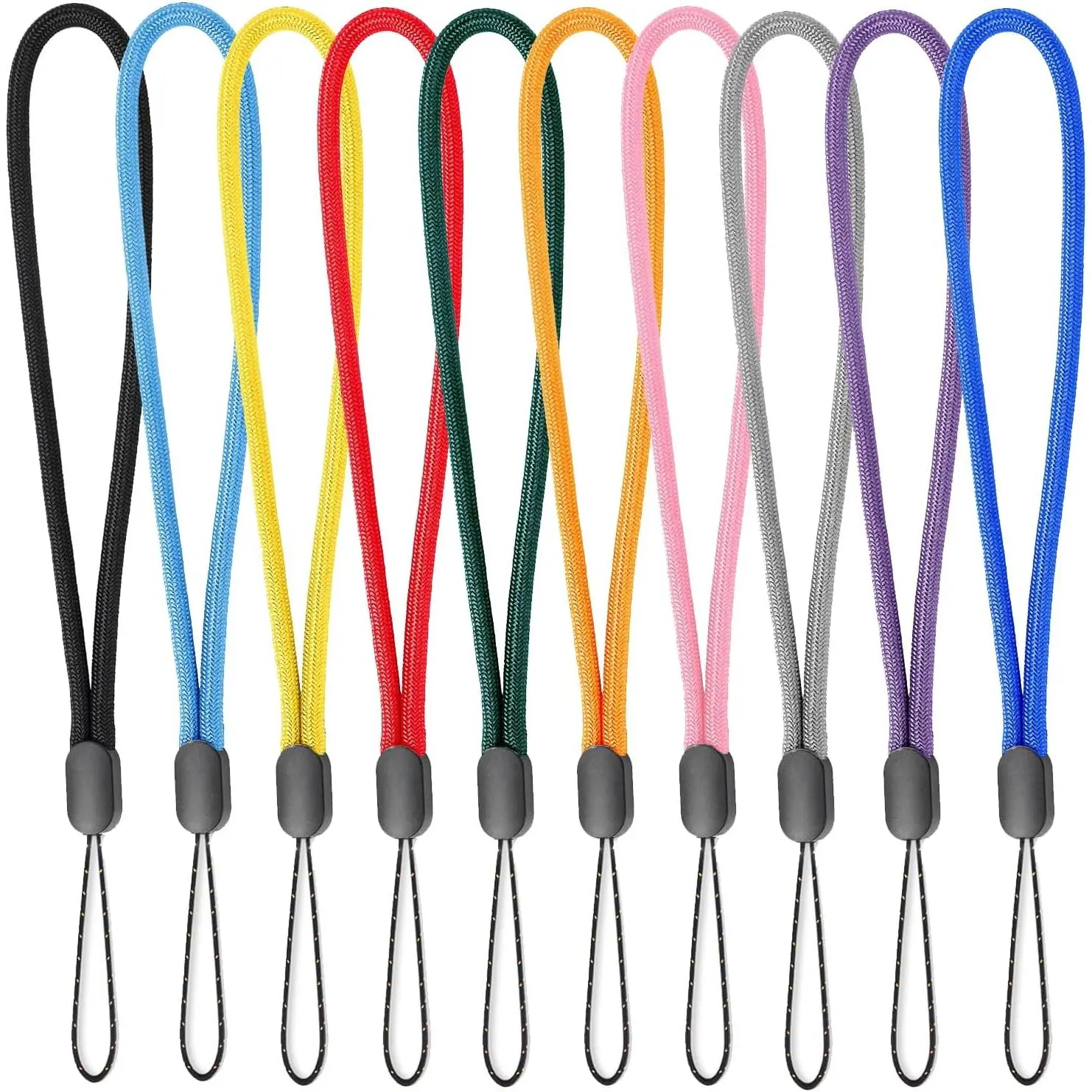 Wrist Lanyard 10 count Hand Strap Lanyards Nylon Colorful Straps For Keys Phone Camera USB Wallet ID Name Tag Badge Whistle Walkie-talkie (10 Colors - Combination 2)