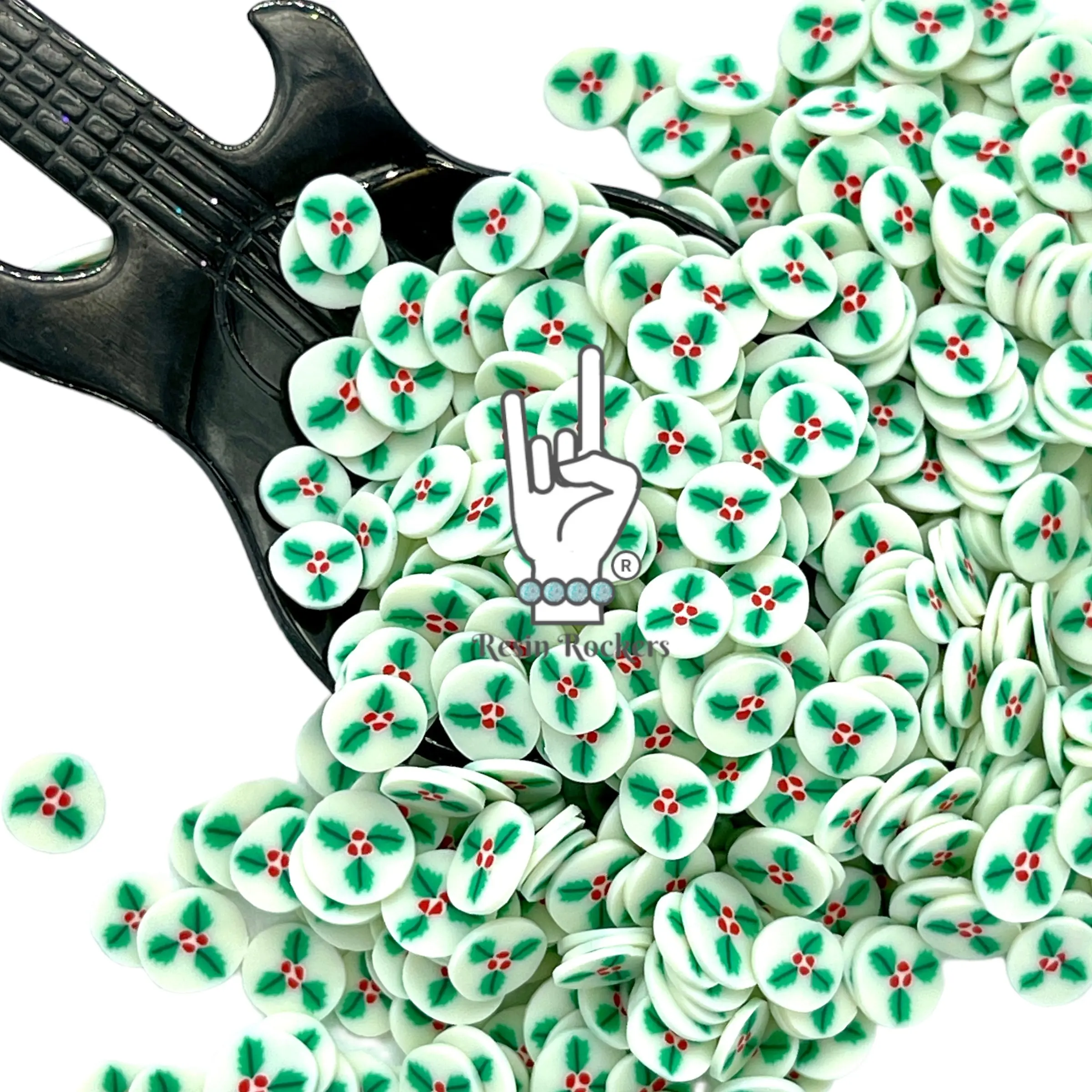 Christmas Holly Polymer Clay Pieces