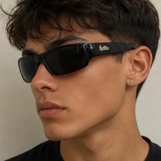 Black Wraparound Sunglasses - Y2K Streetwear Style