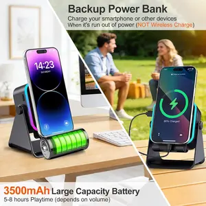 Wireless Bluetooth Induction Speaker, Phone Speaker Amplifier with Colorful Lights  Battery, Portable Phone Stand Compatible with iPhone/iPad/Android/Samsung - Black personalized