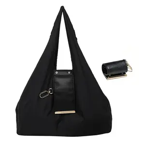 Women's Foldable Vegan Leather Mini Storage Bag with Keychain, Reusable Waterproof Expandable Design, Key Ring for Daily Outings, Shopping – Bags for Women (Home Organizer)