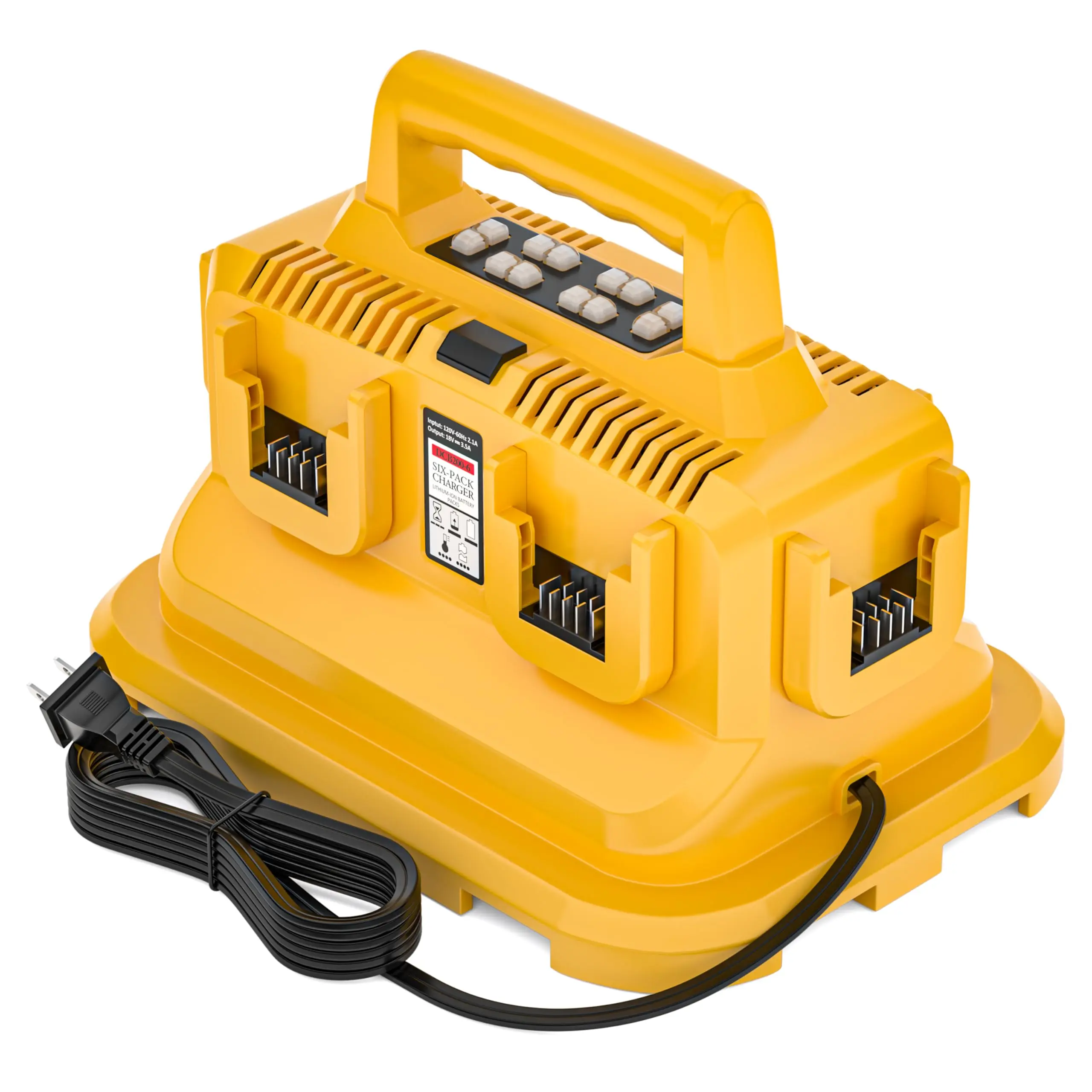 6-Port Rapid Power Tool Battery Charger Station, with Port Selection Button, Safe Charging & Wall Mounting, Compatible with Dewalt 20V/60V Flexvolt Rechargeable Batteries DCB200, DCB205, DCB606, DCB609, DCB612, DCB615, Rechargeable Battery
