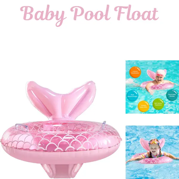 Baby Pool Float for Toddlers, Mermaid Toddler Swim Float with Seat, Inflatable Baby Swimming Trainer, Infant Pool Floaties, Kids Water Toys, Summer Beach Pool Essentials for Babies & Toddlers