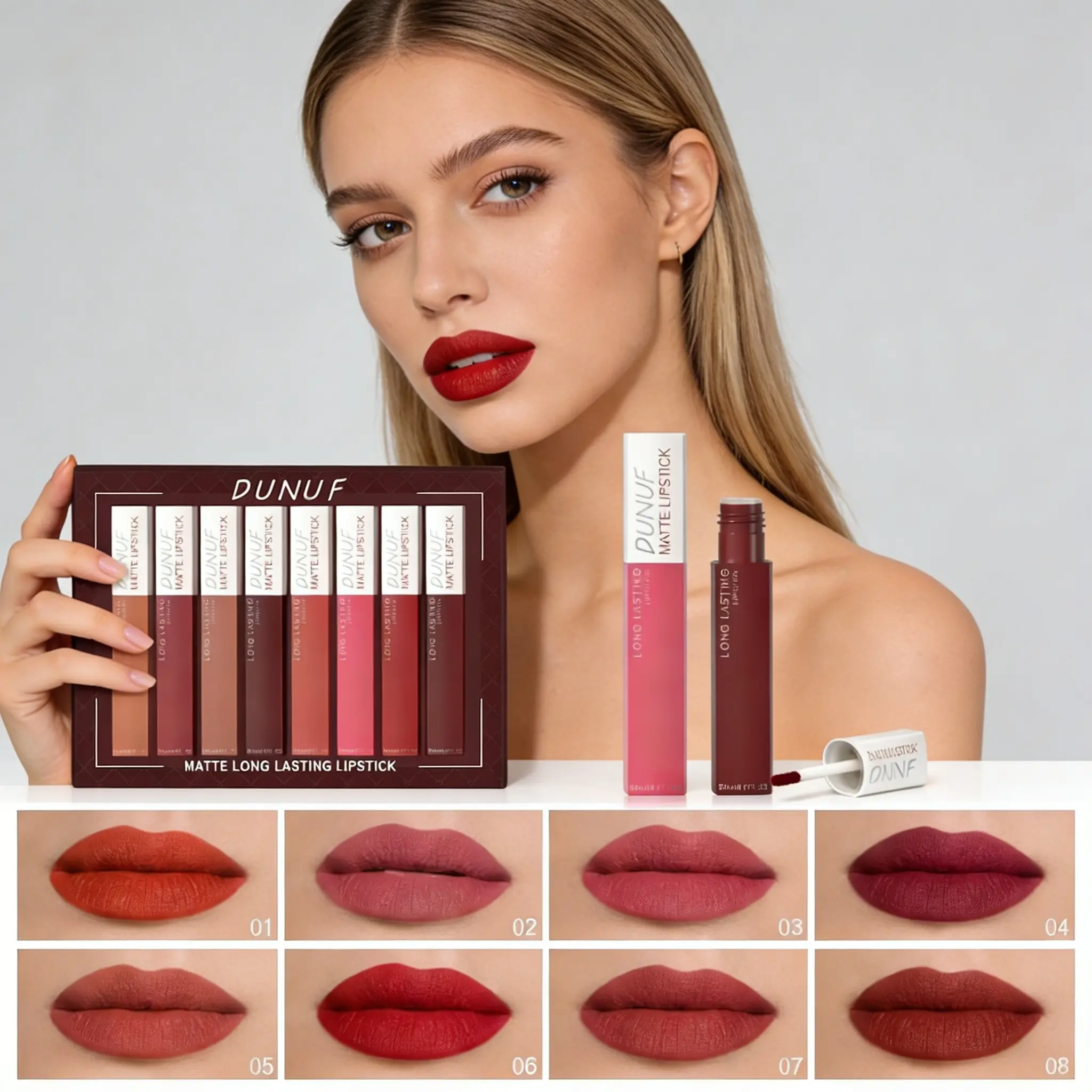 Matte Long-Lasting Lipstick Set, Waterproof Velvet Lips, Lip Flawless, Various Nude, Shades, High Pigment, Non-Drying, Transfer-Proof, All-Day Use, Daily, Makeup, Cosmetic, Lip Products Makeup