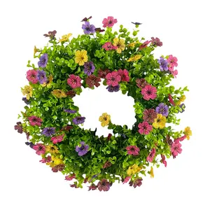 Artificial Eucalyptus Lavender Flower Wreath, UV-Resistant Indoor Outdoor Decor, Hotel Mall Door Hanging, No Watering Maintenance, Fresh Look