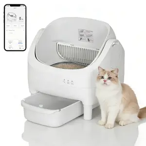 Automatic Self-Cleaning Cat Litter Box with App & 2.4G WiFi – Open-Top, Ultra-Quiet, 10.5L Odor-Free Waste Bin, 7-Layer Safety Sensors, Includes Trash Bags, for Multiple & Large Cats
