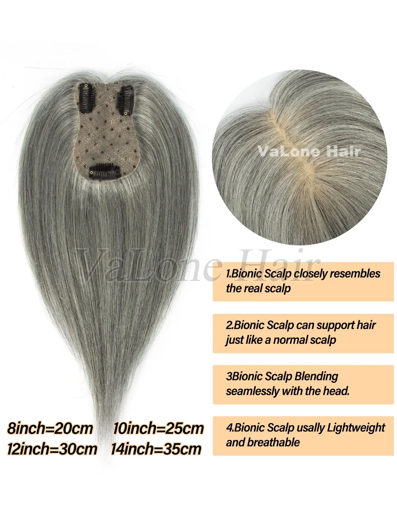 Real Human Hair Topper 8 Inch No Bangs Clip-In For Thinning Hair Amazon.com : TANJET Hair Toppers for Women Real Human Hair  main image 3