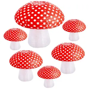6 Pack Mushroom Lanterns, 3D Forest Jungle Theme Hanging Mushroom Paper Lanterns for Nursery Garden Christmas Halloween Party Decoration, 8 Inch, 12 Inch, 14 Inch