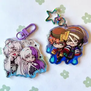 BSD Bungou stray dogs Epoxy Keychains Acrylic: Nikolai Sigma, Soukoku Dazai Chuuya Jiangshi costume version
