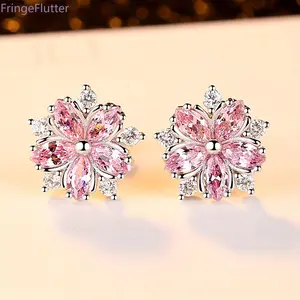 Exquisite Cherry Blossom Stud Earrings - Delicate Hypoallergenic Pink Floral Earrings for Women