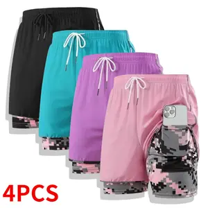 4-pack summer faux two-piece women’s shorts—eye-catching retro yet sexy design that instantly turns heads. Features a layered design plus quick-dry, breathable fabric: camouflage lining prevents accidental exposure. Thoughtful details include an elastic w