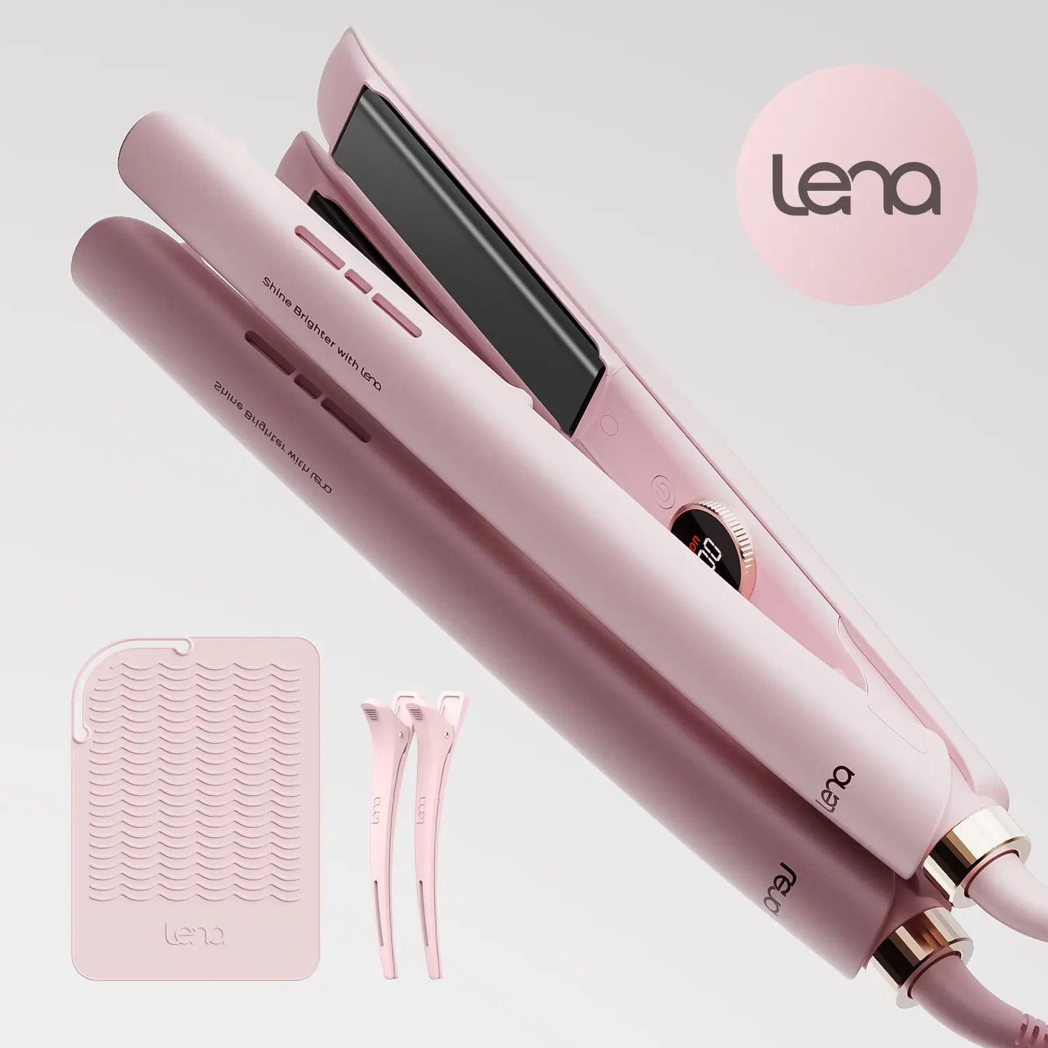 LENA Professional Flat Iron Hair Straightener Titanium Fast Heating Curler & Straightener 2 in 1, Perfect for Fall, Halloween & Christmas Gift