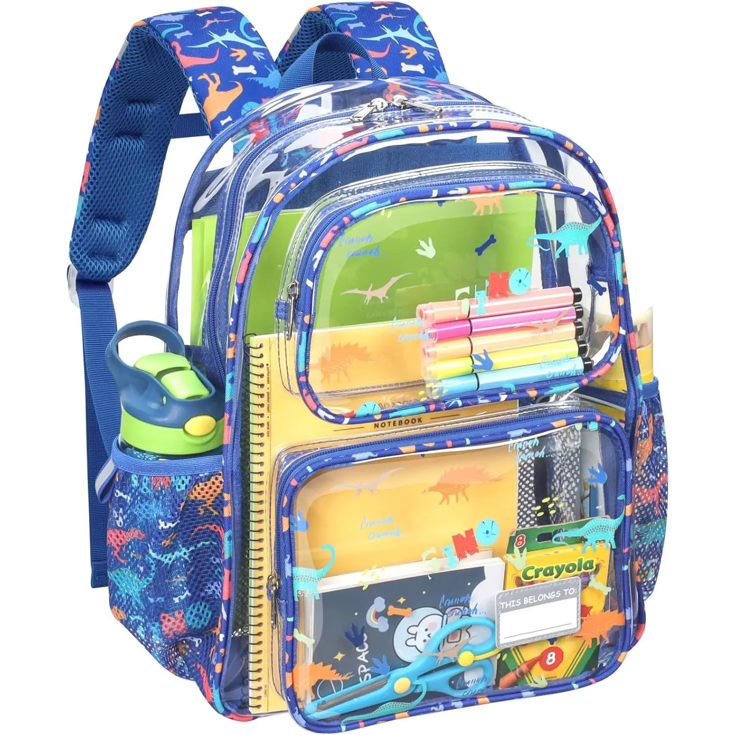 L-CPB022 Clear Backpack for Kids - 15 Inch Clear Bookbag for Boys Aged 3 to  8 Heavy Duty Transparent Backpack for School, Safe Reflective Strip, Cute  Print, Blue Dinosaur - TikTok Shop