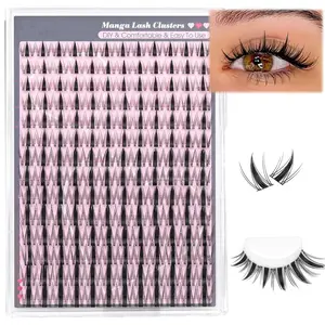 Dense Eyelash Extension Kit, Volume Lash, DIY at Home, CC Curl Lashes, Natural Pointed Individual Lashes, 168 Cluster Lashes Set, 10-18mm