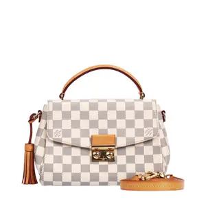 Pre-owned Louis Vuitton Coated Canvas Shoulder Bags Croisette Damier Azur White 51077029