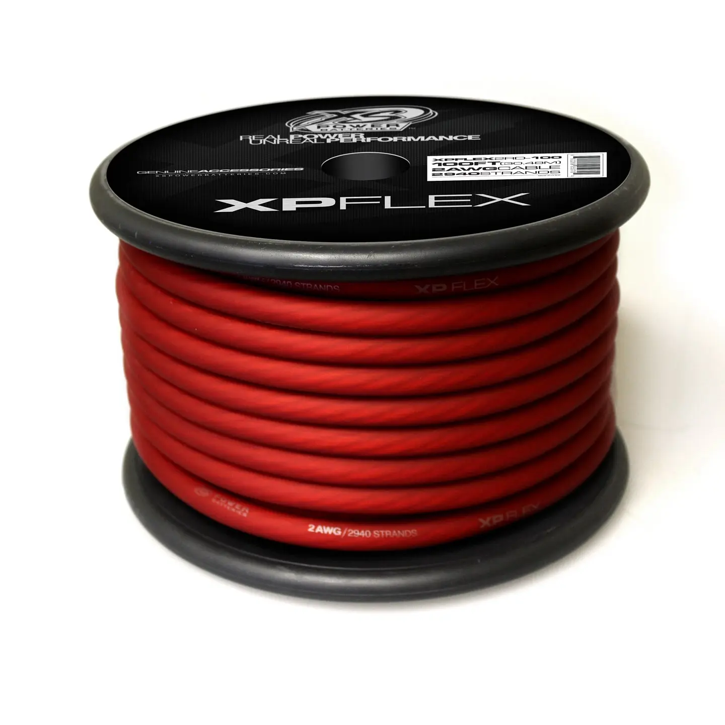 XS Power XPFLEX2RD-100 High Strand 2 AWG Cable - 2940 Strands, 10% OFC, 90% CCA, Iced Red