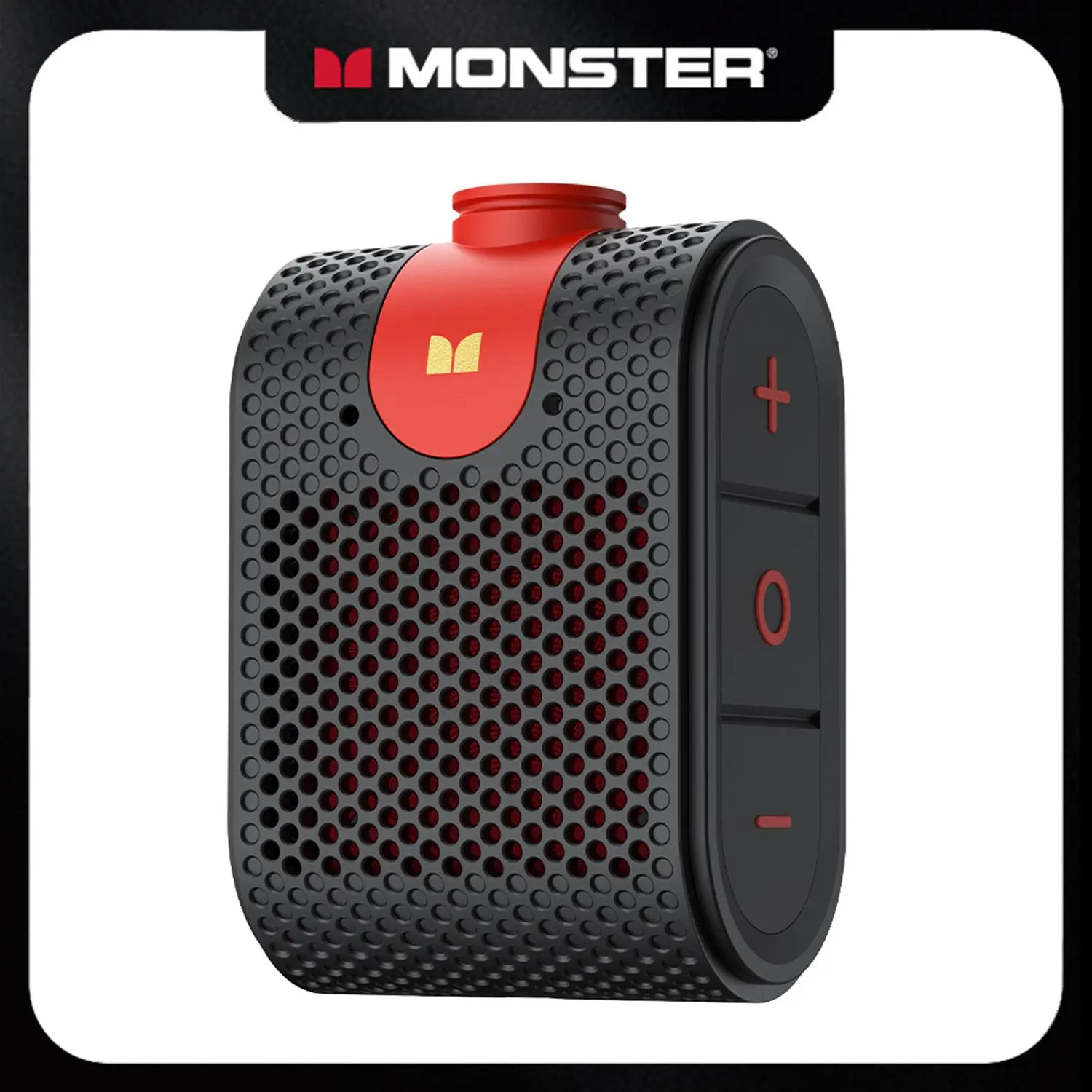 Monster Portable Bluetooth Speaker, Bluetooth 6.0 Wireless Speaker with Powerful Bass, IPX7 Waterproof, TWS Stereo Pairing, Built-In Flashlight & SOS Mode, Magnetic Clip Bike Mount, 165H Playtime for Camping, Hiking & Outdoor