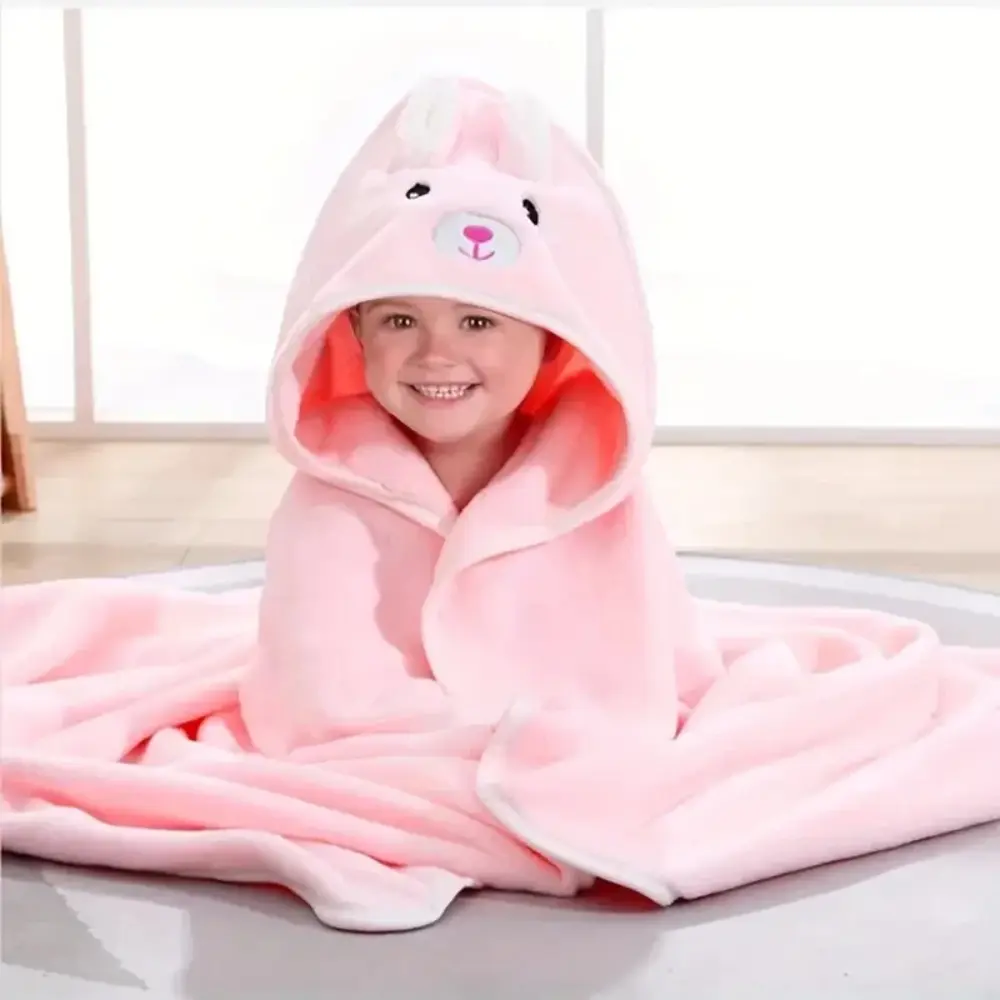 Ultra-Soft Microfiber Hooded Towel & Robe 31.5"x31.5" | Absorbent Unisex Bath Wrap