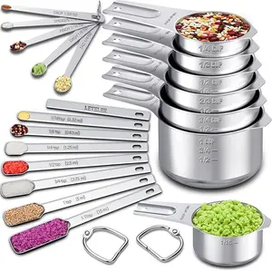 Measuring cups & spoons set (20 pieces): 7 nesting cups, 7 spoons, 1 leveler, and 5 mini spoons. for precise cooking & baking Kitchen Utensils