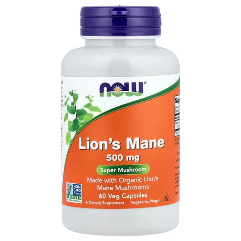 NOW Foods Lion's Mane, 500 mg, 60 Veg Capsules