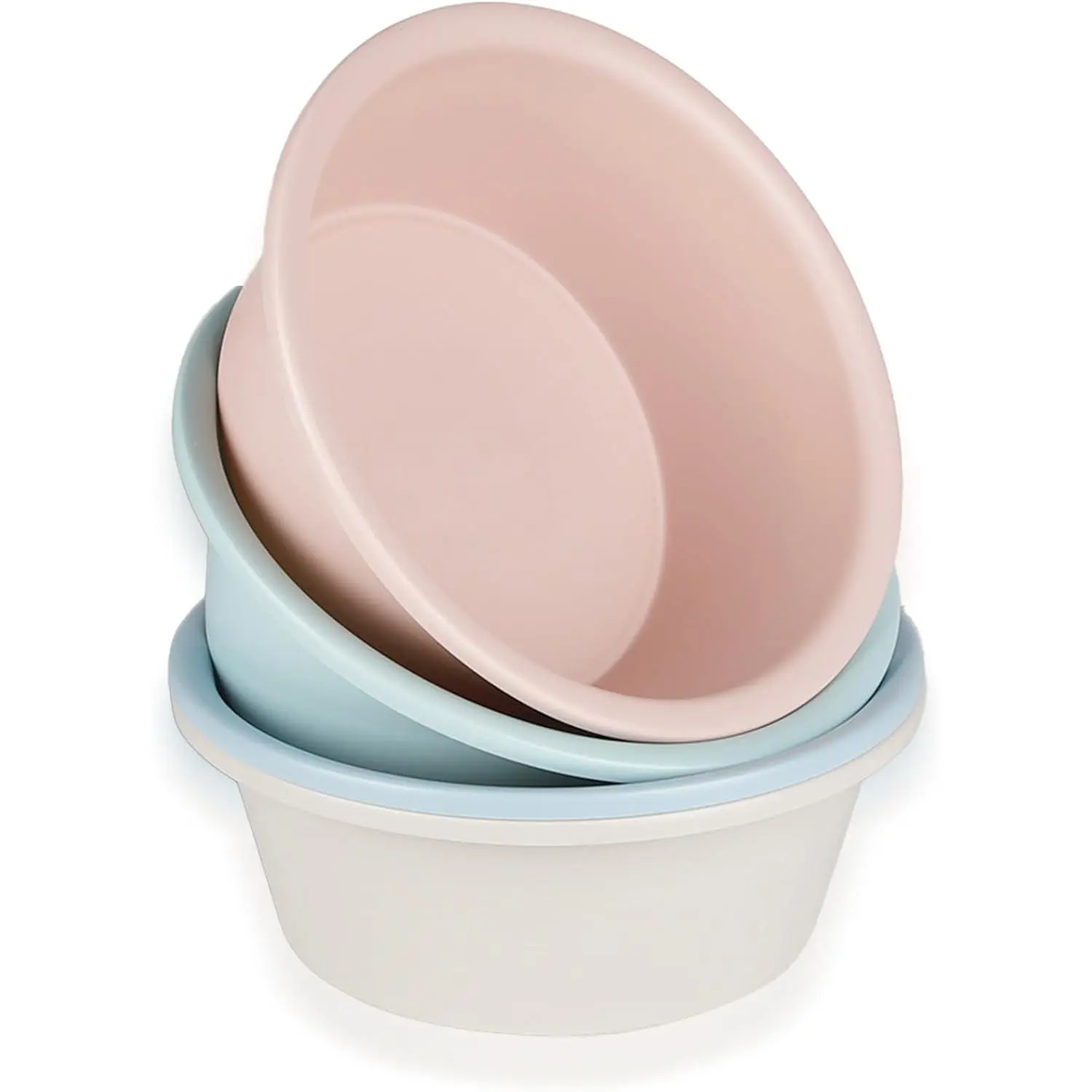 4 Pack Round Plastic Wash Basin, 5 Quart Small Basin Tub Stackable Camping Basin for Washing , Fruit, Dishes, Bottles,  Kitchen Sink, 11.6 X 4.3 Inches, 4 Colors