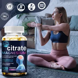 Magnesium Citrate Capsules 1000mg High Absorption Vegan Non-GMO Supplement for Nervous Joint Sleep Muscle Heart Support Edible for Health Enhancement