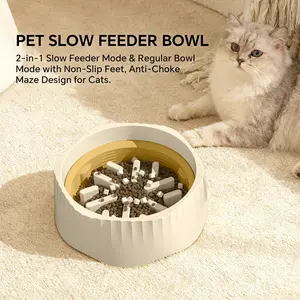 Premium Ceramic Cat Bowl - Whisker-Friendly, Elevated, Wide Curved Rim to Prevent Black Chin, Easy-Clean Pet Dish for Dry/Wet Food or Water