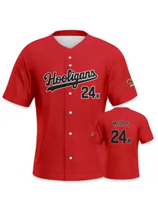 Men's Baseball Jersey Shirt, #24k Mars Magic Button Printed, Quick-Dry Fabric, Skin-Friendly Comfort, Suitable for Daily Wear & Sports Training