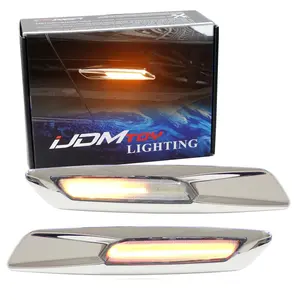 iJDMTOY F10 Style Large Chrome Plated Amber Full LED Sequential Blink Fender Turn Signal Side Marker Light Kit For BMW 1 3 5 Series X1