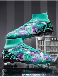 C Ronaldo Assassin Professional Long Stud Soccer Shoes, Unisex Youth Football Cleats, Durable Design for Outdoor Play