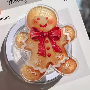 Gingerbread Man MagSafe Phone Grip Cute Christmas Cookie Magnetic PopSocket, Festive Gift for Him or Her, Xmas Gift Idea
