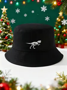 Dinosaur Fossil Print Unisex Bucket Hat, Double-Sided Fishing Cap, Sun Protection Windproof, Casual Daily Wear, Fashion Essential