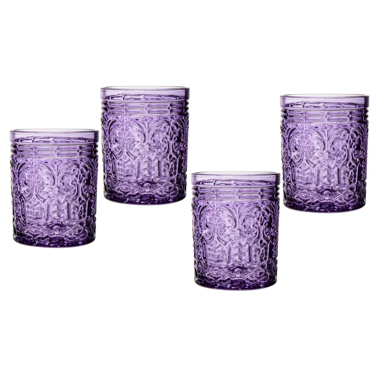 212 MAIN Godinger Jax Grape Double Old Fashion 11oz Unleaded Drinking Glasses - Stylish Kitchenware Drinkware, Machine-Safe - Set of 4