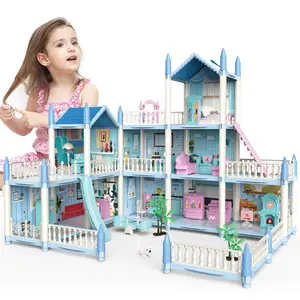 deAO Dreamhouse, 3 Story 11 Rooms DIY Building Pretend Play House with Accessories Furnitures, House Playset Christmas Birthday Gifts Toys for 3 4 5 6 7 Years Old Grandkids