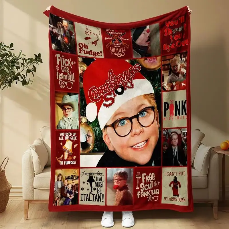 A Christmas Story Blanket Full of Xmas Memories Featuring Iconic Lines & Cute Looks Cozy Lightweight Sofa & Bedroom Decor Gift