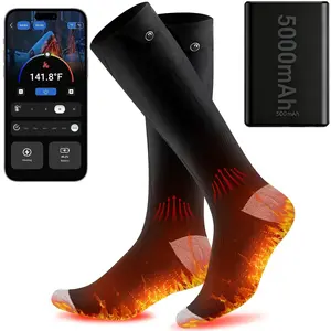 Rechargeable Heated Socks for Men & Women, App-Controlled, 5000mAh Battery, Electric Foot & Leg Warmers, Washable, for Skiing, Hunting, Camping, Fishing, Cycling