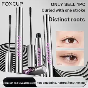 Foxcup Curly Volumizing Mascara, Natural Long-Lasting Waterproof Sweatproof Eyelashes Brush, Root Separating Design, Perfect for Daily Use