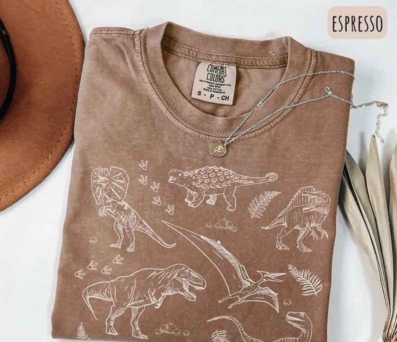 Comfort Colors® Dinosaur Vintage Style Shirt, Dinosaur World Tshirt, T-Rex Dino Graphic Tee, Dinosaur Park Gifts