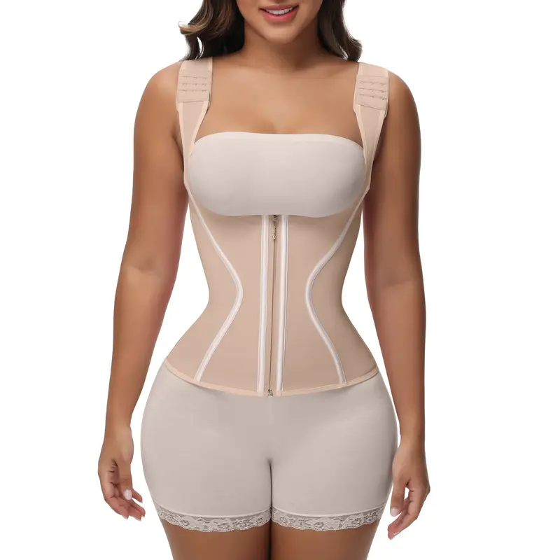 SHAPSHE Women's Corset Waist Shapewear Adjustable Hooks & Straps Hourglass Girdle Workout Bodysuit for Comfort & Style